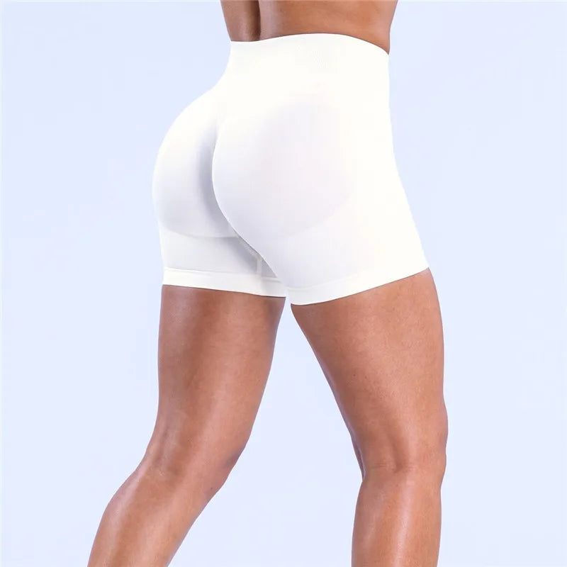 Gym Shorts Women Fitness Sports Biker 4.5" Low Ribbed Band Impact Shorts Workout Scrunch Butt Yoga Seamless Leggings