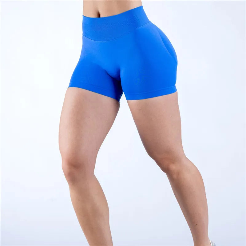 Gym Shorts Women Fitness Sports Biker 4.5" Low Ribbed Band Impact Shorts Workout Scrunch Butt Yoga Seamless Leggings