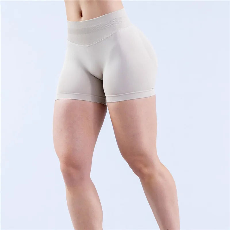 Gym Shorts Women Fitness Sports Biker 4.5" Low Ribbed Band Impact Shorts Workout Scrunch Butt Yoga Seamless Leggings