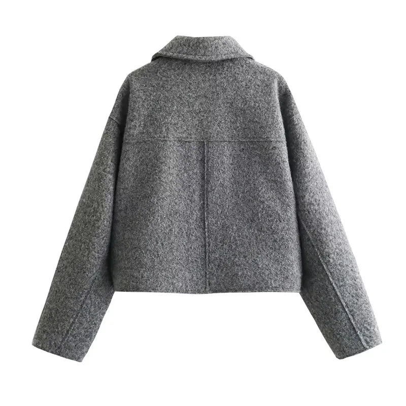 Autumn Winter Cropped Jacket for Women Short Coat Tweed Jacket Zip Crop Demi-Season Jacket Woman New in Outerwears