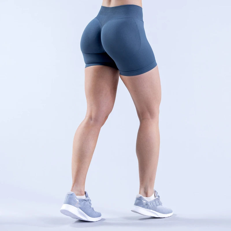 Gym Shorts Women Fitness Sports Biker 4.5" Low Ribbed Band Impact Shorts Workout Scrunch Butt Yoga Seamless Leggings