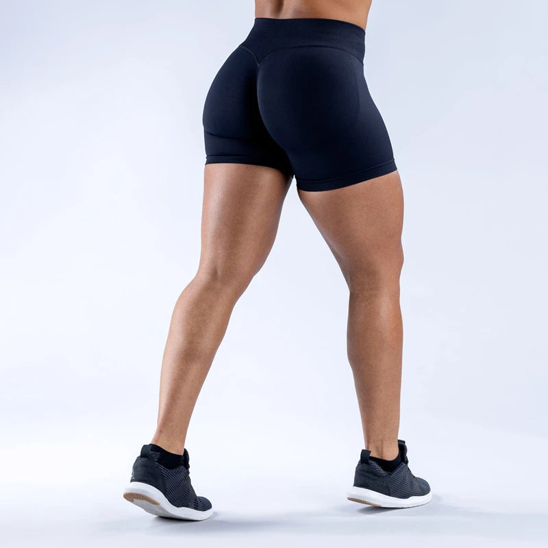 Gym Shorts Women Fitness Sports Biker 4.5" Low Ribbed Band Impact Shorts Workout Scrunch Butt Yoga Seamless Leggings